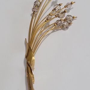 Elegant Gold and Crystal Brooch